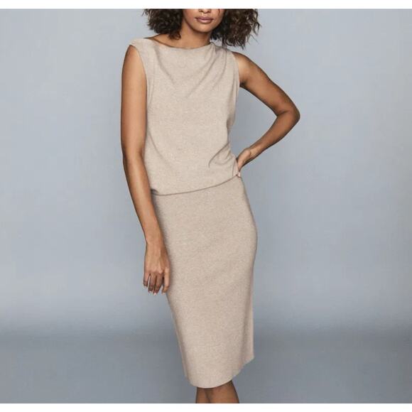 Reiss Claudine Womens Draped Knitted Dress Beige Nude Size XL NWT $330 Dresses Reiss Claudine Womens Draped Knitted Dress Beige Nude Size XL NWT $330 Dresses